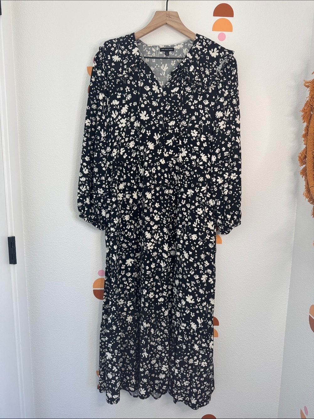 Who What Wear Black and White Floral Maxi Dress N0243